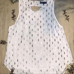 Flowy white & silver dress top